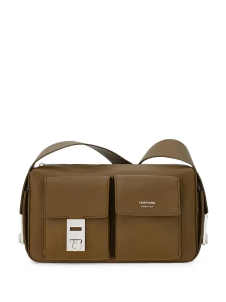 Geantă crossbody Ferragamo cu cataramă maro