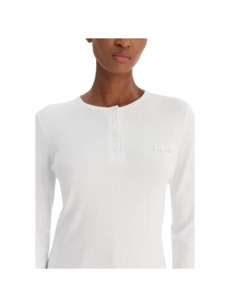 Tricou mânecă lungă Calvin Klein Jeans alb