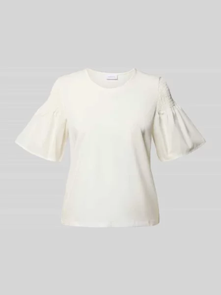 T-shirt o kroju regular fit z marszczonym detalem Comma biała