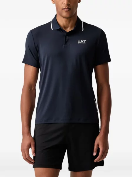 Tricou polo Ea7 Emporio Armani cu dungi cu imagine albastru