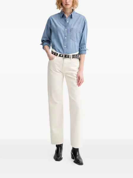 Pulover Levi's® skinny fit cu imagine cu decolteu rotund galben