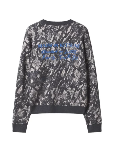 Pulover Maison Kitsune din jacard gri