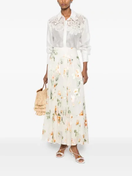 Fusta maxi Zimmermann cu model floral cu imagine alb