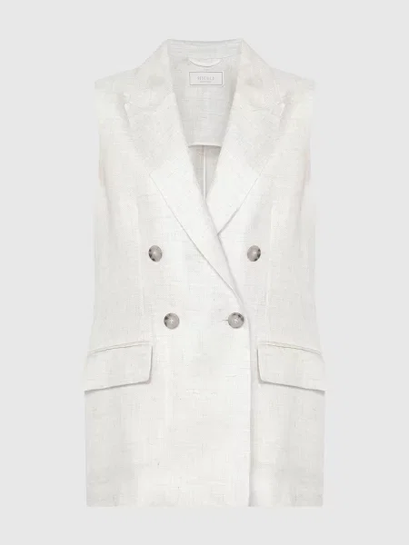 Двобортний жилет з льоном Peserico бежевий