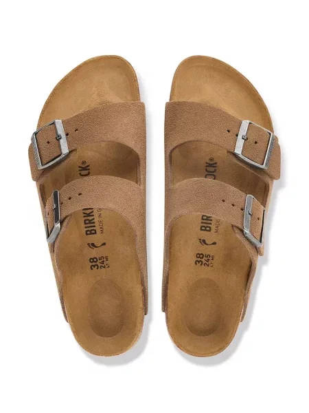 Birkenstock чехли дамски от велур Arizona Suede Leather кафяво