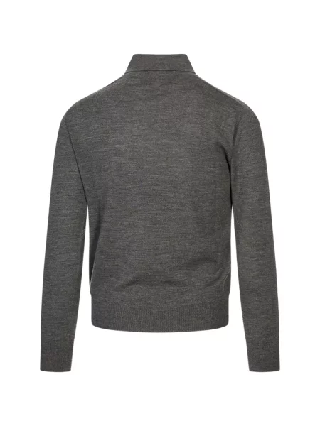 Lung tricou polo Canali gri