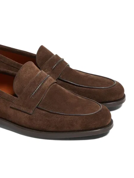 Pantofi loafer Zegna din piele de căprioară maro