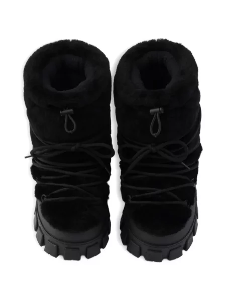 Botine Prada din piele de oaie negru
