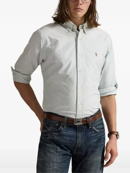 Cămașă Polo Ralph Lauren cu broderie cu glugă din țesătură twill verde