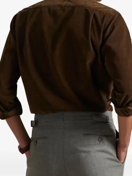 Cămașă Polo Ralph Lauren din satin cu dungi cu guler nasturi albastru