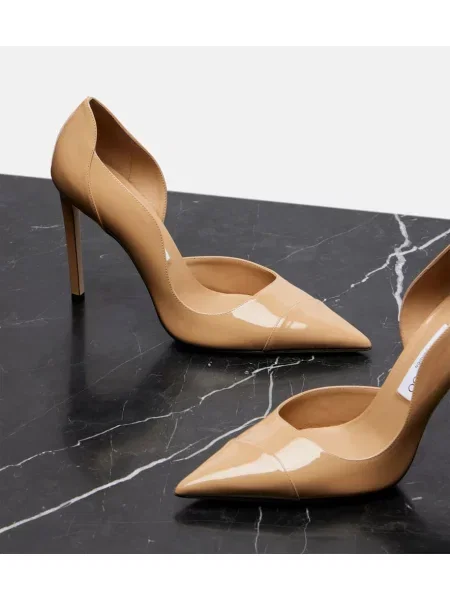 Pantofi cu toc Jimmy Choo din piele de lac bej