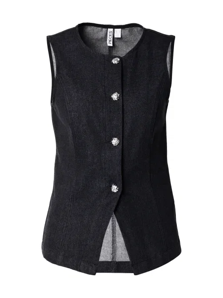 PIECES Brezrokavnik PCFABIA denim črn
