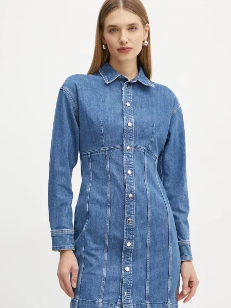 Guess sukienka MIRIA mini rozkloszowana niebieski