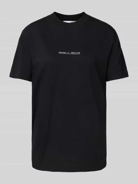 T-shirt z nadrukiem z napisem model ‘RELA COLWOMAN’ Selected Femme czarna