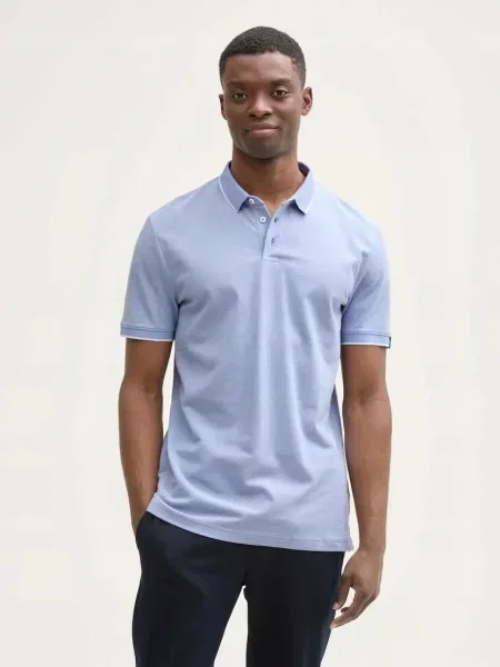 T-SHIRT KOSZULKA POLO Z LOGO RĘKAWIE TOM TAILOR niebieska