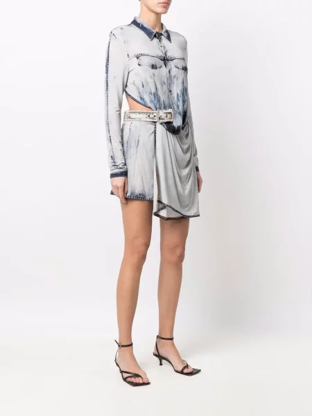 Sukienka jeansowa Diesel asymetryczna garniturowa niebieska