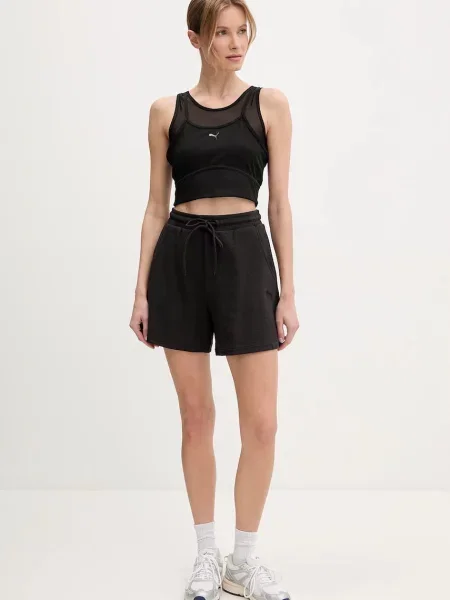 Шорти Puma однотонні висока посадка чорний