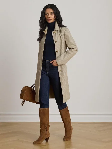 Lauren Ralph Lauren Prechodný kabát kapučíno / čierna / biela béžová