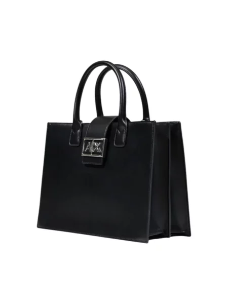 Armani Exchange torebka shopper z imitacji skóry czarna