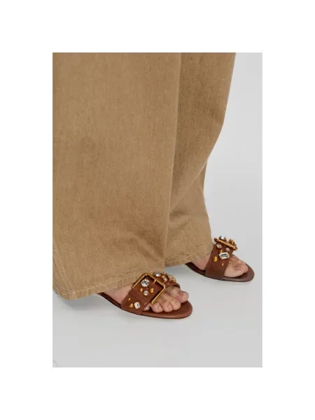 Klapki Dolce And Gabbana skórzane brązowe