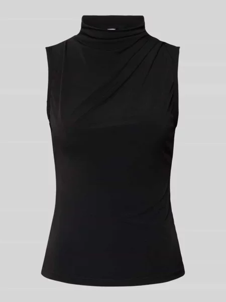 Bluzka o kroju shaped fit bez rękawów model ‘MADISON’ Pieces czarna
