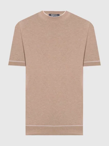 Футболка з контрастним окантуванням Bertolo Cashmere бежева