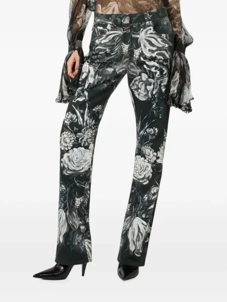 Blugi Roberto Cavalli cu model floral cu imagine negru