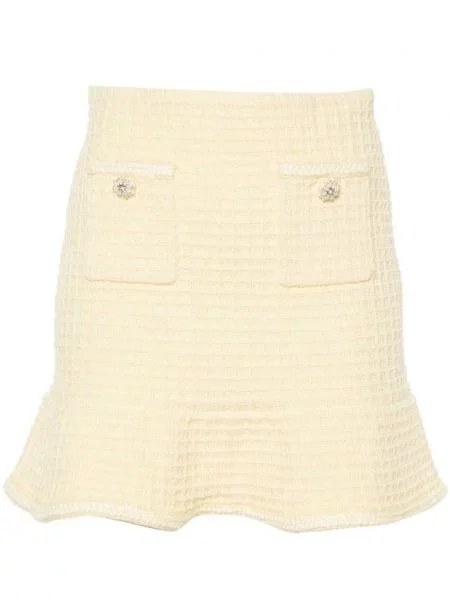 Cu peplum fustă Self-portrait cu paiete galben