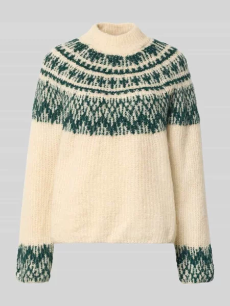 Sweter z dzianiny ze stójką model ‘YASLIRI’ Y.a.s biały