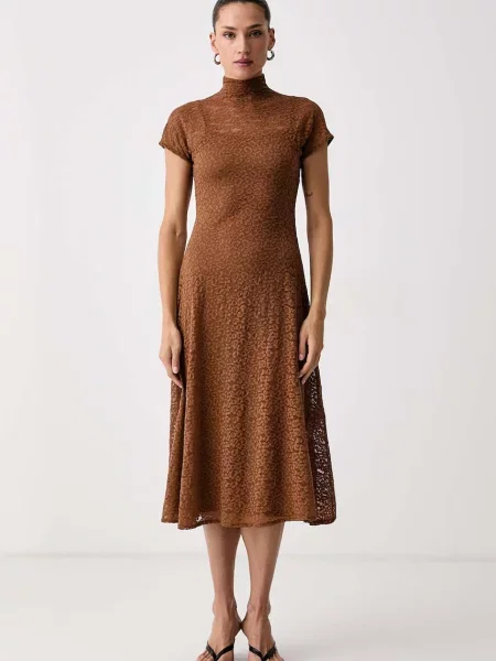 Marella rochie din dantelă MLSTESORO maro