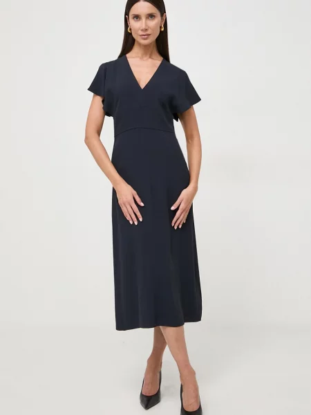 BOSS sukienka midi prosta granatowy