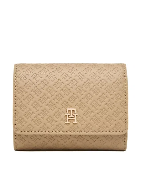 Tommy Hilfiger Портфейл Th Icon Trifold Mono бежов