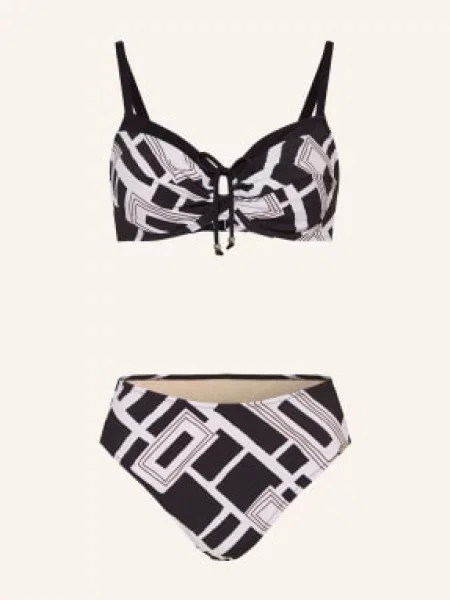 Charmline Bikini Z Fiszbinami Graphic Frame schwarz białe