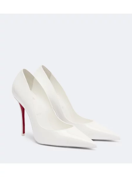 Pantofi cu toc Christian Louboutin din piele de lac alb