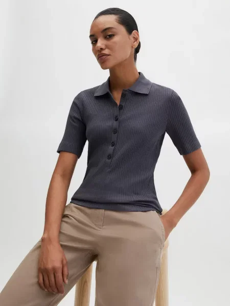 Поло Marc O’Polo бавовна/віскоза сірий