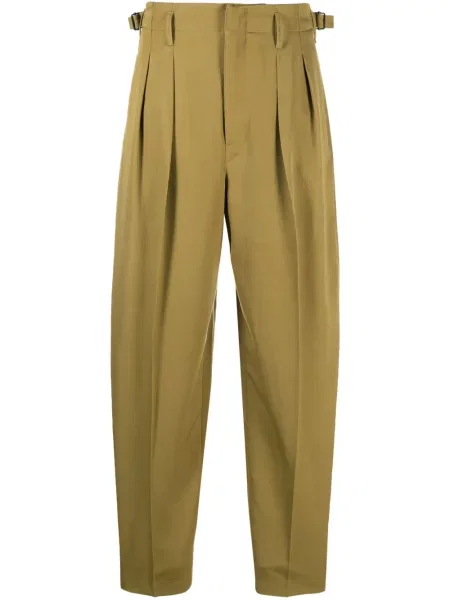 Pantaloni Lemaire de lână plisate verde