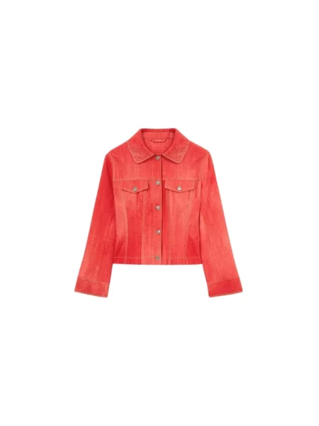 Kurtka jeansowa Ermanno Scervino czerwona
