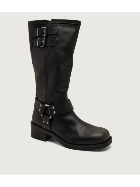 Tommy Jeans De piele cizme de echitație negru