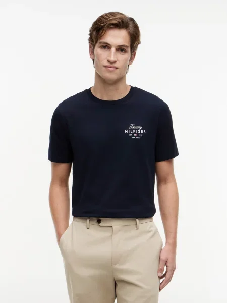 TOMMY HILFIGER Tricou bleumarin alb