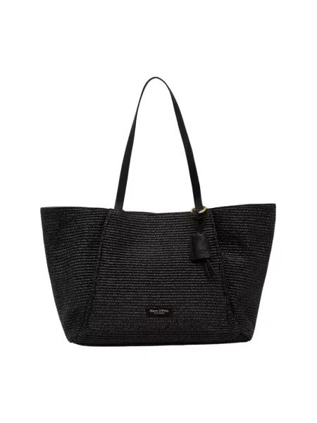 Marc O'Polo torebka shopper pleciona czarna