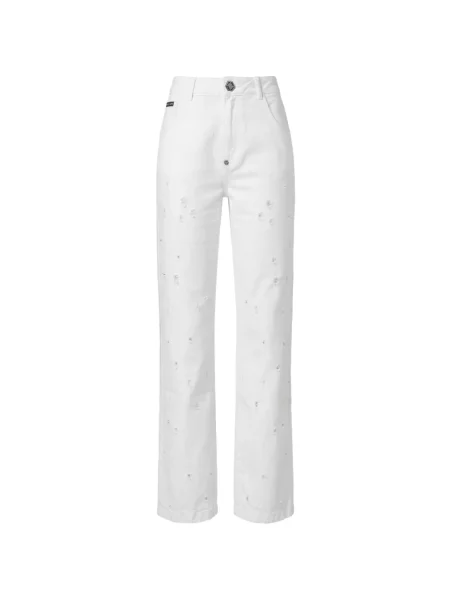 Blugi drepți Philipp Plein alb