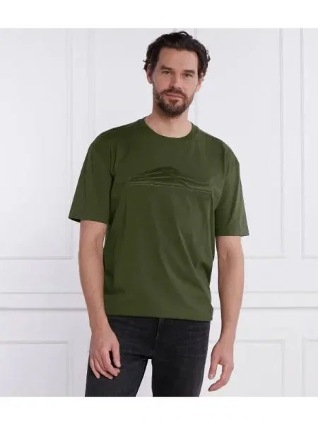 BOSS GREEN Tricou Tee Titanium verde