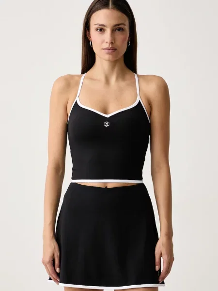 Le Privé top pentru femei VARSITY TANK negru