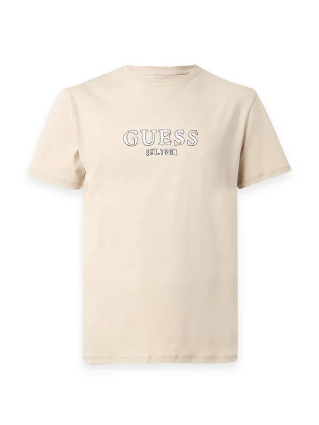 GUESS Tricou crem / negru alb