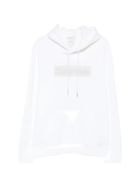 Hanorac cu glugă Calvin Klein cu autograf cu cordon alb