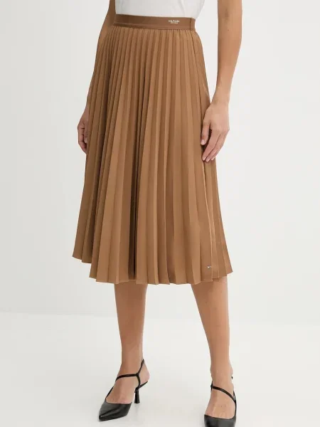 Spódnica plisowana Tommy Hilfiger brązowa