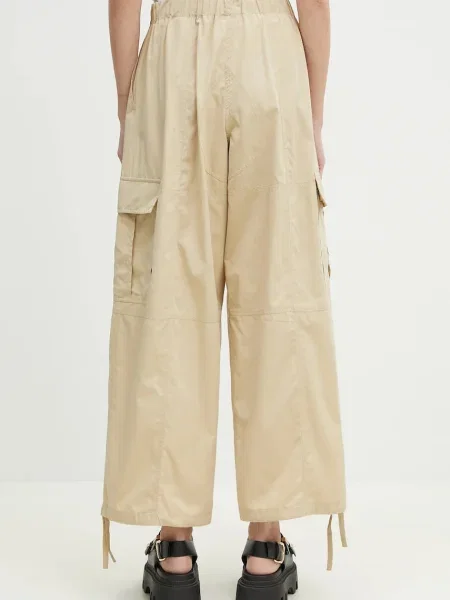 Kalhoty Kenzo široké high waist béžová