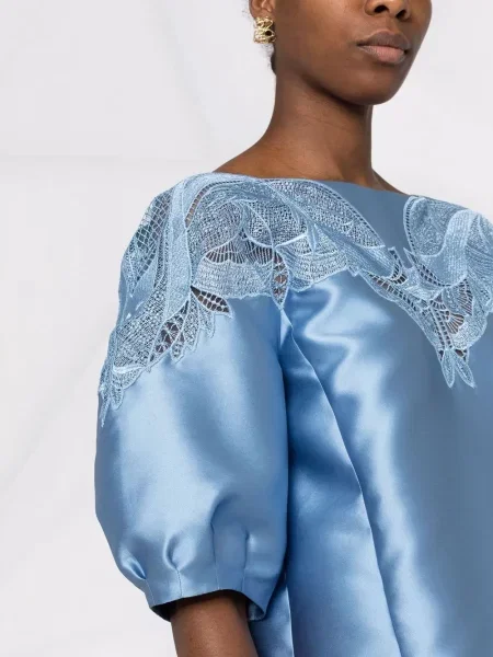 Φόρεμα Alberta Ferretti με δαντέλα μπλε