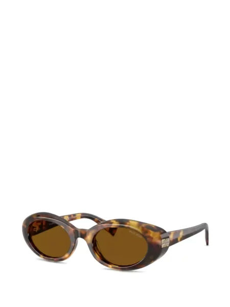 Овални слънчеви очила Miu Miu Eyewear с автограф кафяво