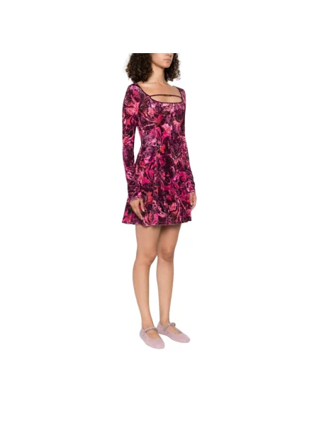 Aksamitna sukienka jeansowa Versace Jeans Couture różowa